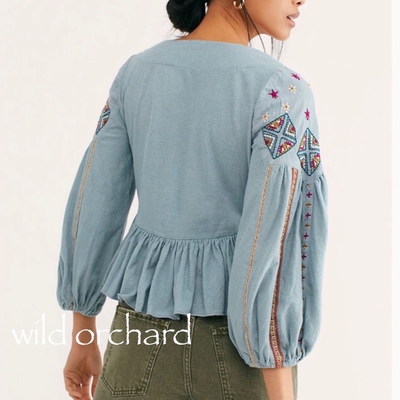 Free People Aria Boho Embroidered Crochet Top - Picture 7 of 9